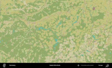 Saale-Orla-Kreis. Topografik İnsani Yardım Stili Haritasında Almanya 'nın idari alanı