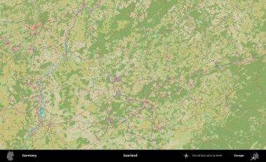Saarland 'da. Topografik İnsani Yardım Stili Haritasında Almanya 'nın idari alanı