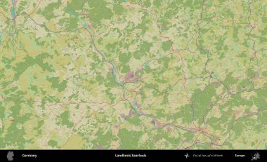 Landkreis Saarlouis. Topografik İnsani Yardım Stili Haritasında Almanya 'nın idari alanı