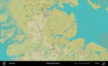Holstein-Flensburg. Almanya 'nın idari alanı Topografik İnsani Stil Haritası' nda özetlendi