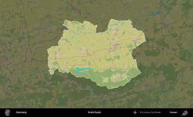 Kreis Soest. Almanya 'nın idari alanı koyu renkli bir Topografik İnsani Yardım Stili haritasına vurgulandı ve özetlendi