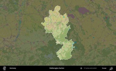 Stadteregion Aachen. Almanya 'nın idari alanı koyu renkli bir Topografik İnsani Yardım Stili haritasına vurgulandı ve özetlendi