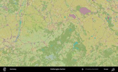 Stadteregion Aachen. Topografik İnsani Yardım Stili Haritasında Almanya 'nın idari alanı