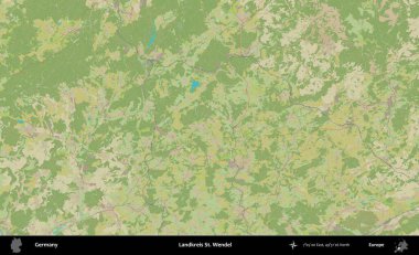 Landkreis St. Wendel. Topografik İnsani Yardım Stili Haritasında Almanya 'nın idari alanı