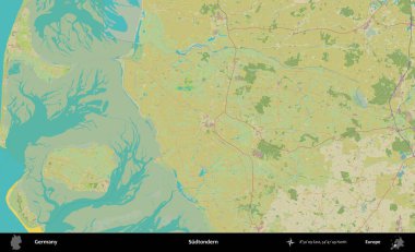 Sudtondern. Topografik İnsani Yardım Stili Haritasında Almanya 'nın idari alanı