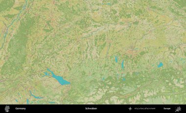 Schwaben. Topografik İnsani Yardım Stili Haritasında Almanya 'nın idari alanı