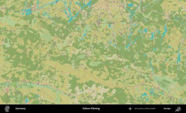 Teltow-Flaming. Topografik İnsani Yardım Stili Haritasında Almanya 'nın idari alanı