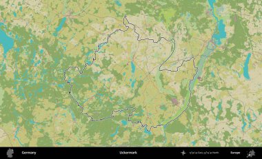Uckermark. Almanya 'nın idari alanı Topografik İnsani Stil Haritası' nda özetlendi