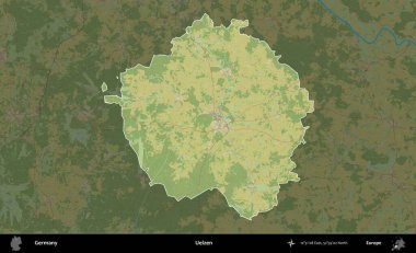 Uelzen. Almanya 'nın idari alanı koyu renkli bir Topografik İnsani Yardım Stili haritasına vurgulandı ve özetlendi