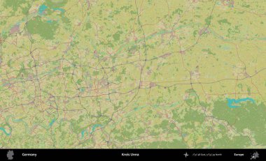Kreis Unna. Topografik İnsani Yardım Stili Haritasında Almanya 'nın idari alanı