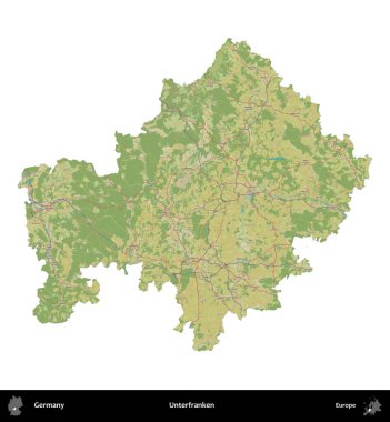 Terkedilmemiş. Almanya 'nın idari bölgesi Topografik İnsani Stil Haritasında beyaza izole edildi