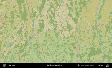 Landkreis Unterallgau. Topografik İnsani Yardım Stili Haritasında Almanya 'nın idari alanı