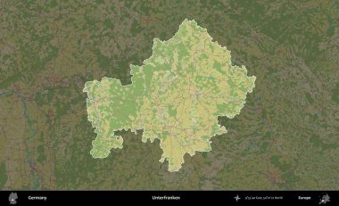 Terkedilmemiş. Almanya 'nın idari alanı koyu renkli bir Topografik İnsani Yardım Stili haritasına vurgulandı ve özetlendi