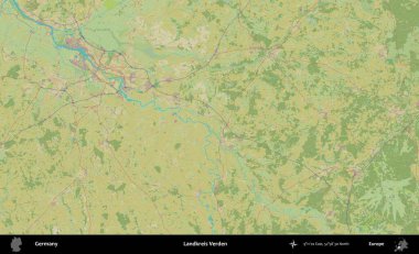 Landkreis Verden. Topografik İnsani Yardım Stili Haritasında Almanya 'nın idari alanı