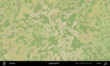 Vogelsbergkreis. Topografik İnsani Yardım Stili Haritasında Almanya 'nın idari alanı
