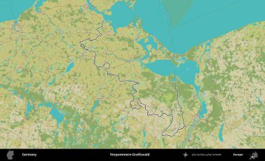 Vorpommern-Greifswald. Almanya 'nın idari alanı Topografik İnsani Stil Haritası' nda özetlendi