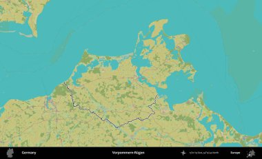 Vorpommern-Rugen. Almanya 'nın idari alanı Topografik İnsani Stil Haritası' nda özetlendi