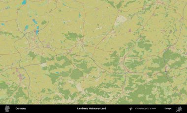 Landkreis Weimarer Diyarı. Topografik İnsani Yardım Stili Haritasında Almanya 'nın idari alanı