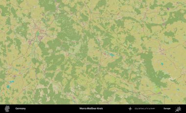 Werra-Meiner-Kreis. Topografik İnsani Yardım Stili Haritasında Almanya 'nın idari alanı