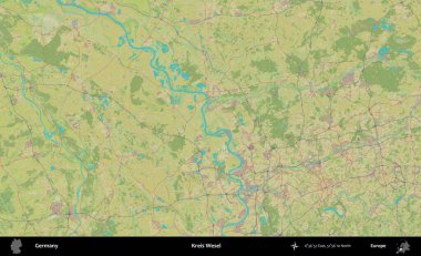 Kreis Wesel. Topografik İnsani Yardım Stili Haritasında Almanya 'nın idari alanı