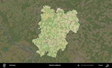 Westerwaldkreis. Almanya 'nın idari alanı koyu renkli bir Topografik İnsani Yardım Stili haritasına vurgulandı ve özetlendi