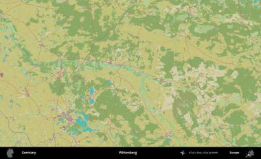 Wittenberg 'de. Topografik İnsani Yardım Stili Haritasında Almanya 'nın idari alanı