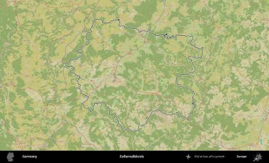 Zollernalbkreis. Almanya 'nın idari alanı Topografik İnsani Stil Haritası' nda özetlendi