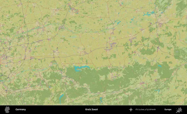 Kreis Soest. Topografik İnsani Yardım Stili Haritasında Almanya 'nın idari alanı