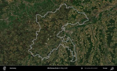 Alb-Donau-Kreis. Almanya 'nın idari bölgesi, Mayıs 2018' de çekilen Kopernik Nöbetçi karolarından oluşan bir uydu görüntüsüyle özetlendi.