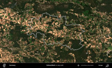 Dahme/Mark. Almanya 'nın idari bölgesinde Temmuz 2018' de çekilen Kopernik Nöbetçi karolarından oluşan bir uydu görüntüsü sıralandı.
