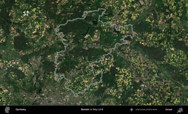 Barnim. Almanya 'nın idari bölgesi, Mayıs 2018' de çekilen Kopernik Nöbetçi karolarından oluşan bir uydu görüntüsüyle özetlendi.