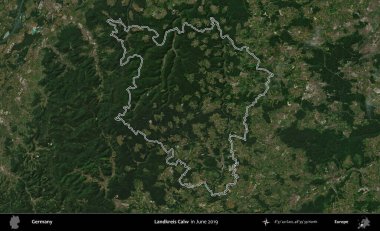 Landkreis Calw. Almanya 'nın idari bölgesi, Haziran 2019' da çekilen Kopernik Nöbetçi karolarından oluşan bir uydu görüntüsüyle özetlendi.
