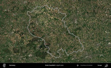 Kreis Coesfeld. Almanya 'nın idari alanı Nisan 2020' de çekilen Kopernik Nöbetçi karolarından oluşan bir uydu görüntüsüyle özetlendi.