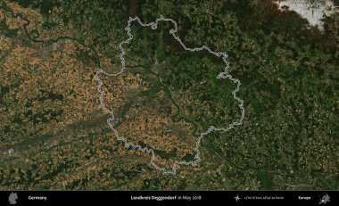 Landkreis Deggendorf. Almanya 'nın idari bölgesi, Mayıs 2018' de çekilen Kopernik Nöbetçi karolarından oluşan bir uydu görüntüsüyle özetlendi.