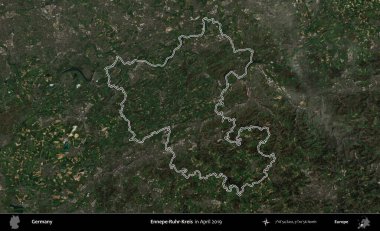 Ennepe-Ruhr-Kreis. Almanya 'nın idari bölgesi Nisan 2019' da çekilen Kopernik Nöbetçi karolarından oluşan bir uydu görüntüsüyle özetlendi.