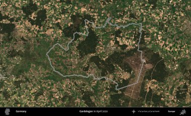 Gardelegen. Almanya 'nın idari alanı Nisan 2020' de çekilen Kopernik Nöbetçi karolarından oluşan bir uydu görüntüsüyle özetlendi.