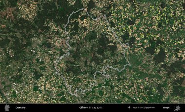 Gifhorn. Almanya 'nın idari bölgesi, Mayıs 2018' de çekilen Kopernik Nöbetçi karolarından oluşan bir uydu görüntüsüyle özetlendi.