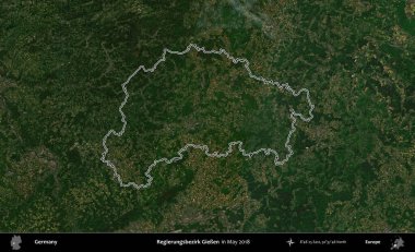 Alay Ungsbezirk Gieen. Almanya 'nın idari bölgesi, Mayıs 2018' de çekilen Kopernik Nöbetçi karolarından oluşan bir uydu görüntüsüyle özetlendi.