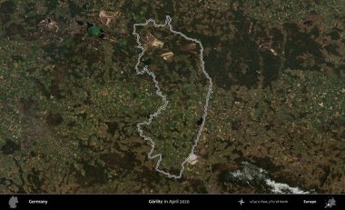 Gorlitz. Almanya 'nın idari alanı Nisan 2020' de çekilen Kopernik Nöbetçi karolarından oluşan bir uydu görüntüsüyle özetlendi.