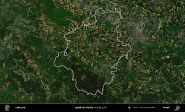 Landkreis Gotha. Almanya 'nın idari bölgesi, Mayıs 2018' de çekilen Kopernik Nöbetçi karolarından oluşan bir uydu görüntüsüyle özetlendi.