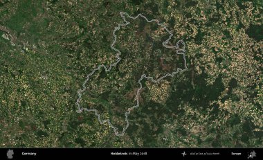 Heidekreis. Almanya 'nın idari bölgesi, Mayıs 2018' de çekilen Kopernik Nöbetçi karolarından oluşan bir uydu görüntüsüyle özetlendi.