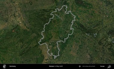 Hessen. Almanya 'nın idari bölgesi, Mayıs 2018' de çekilen Kopernik Nöbetçi karolarından oluşan bir uydu görüntüsüyle özetlendi.