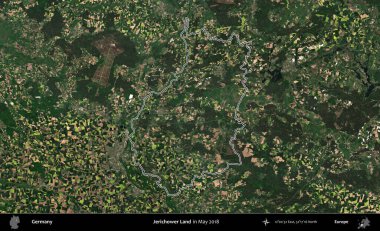 Jerichower Diyarı. Almanya 'nın idari bölgesi, Mayıs 2018' de çekilen Kopernik Nöbetçi karolarından oluşan bir uydu görüntüsüyle özetlendi.