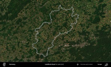 Landkreis Kusel. Almanya 'nın idari bölgesi, Haziran 2017' de çekilen Kopernik Nöbetçi karolarından oluşan bir uydu görüntüsünde özetlenmiştir.