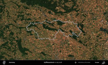 Kyffhauserkreis. Almanya 'nın idari bölgesinde Temmuz 2018' de çekilen Kopernik Nöbetçi karolarından oluşan bir uydu görüntüsü sıralandı.