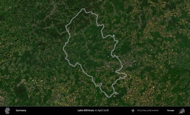 Lahn-Dill-Kreis. Almanya 'nın idari alanı Nisan 2018' de çekilen Kopernik Nöbetçi karolarından oluşan bir uydu görüntüsüyle özetlenmiştir.