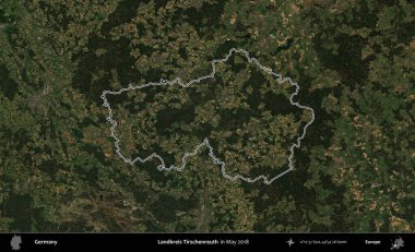 Landkreis Tirschenreuth. Almanya 'nın idari bölgesi, Mayıs 2018' de çekilen Kopernik Nöbetçi karolarından oluşan bir uydu görüntüsüyle özetlendi.