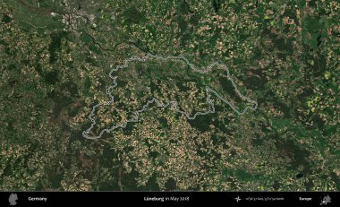 Luneburg 'da. Almanya 'nın idari bölgesi, Mayıs 2018' de çekilen Kopernik Nöbetçi karolarından oluşan bir uydu görüntüsüyle özetlendi.