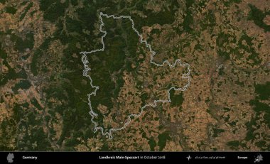 Landkreis Ana Spessart. Almanya 'nın idari bölgesinde, Ekim 2018' de çekilen Kopernik Nöbetçi karolarından oluşan bir uydu görüntüsü sıralandı.
