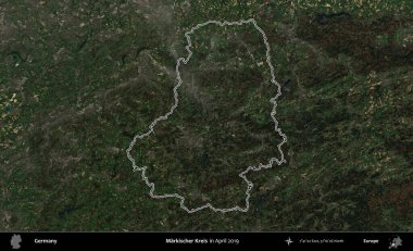 Markischer Kreis. Almanya 'nın idari bölgesi Nisan 2019' da çekilen Kopernik Nöbetçi karolarından oluşan bir uydu görüntüsüyle özetlendi.